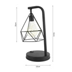 Vintage Industrial Geometric LED Table Lamp – Battery Operated Bedside Light