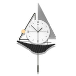 Sailboat Shaped Wall Clock - Nordic Modern Swinging Art