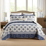 Paisley Striped Floral Quilt Set - 100% Cotton Lightweight 3-Piece Bedding for All Seasons