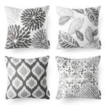 Customizable Gray Geometric Flower Leaf Linen Pillowcase – Sofa Cushion Cover Home Decor