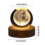 Unique 3D Crystal Ball Lamp with Galaxy and Planetary Projections – USB Night Light with Wooden Base