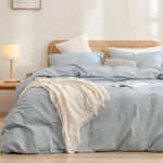 Bed Cover Set 100% Washed Cotton Linen Feel Super Soft Comfortable Chic Lightweight 3 Pcs Home Bedding Set, Bedspread