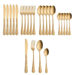 24-Piece Stainless Steel Cutlery Set – Luxury Retro Tableware 