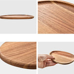 Oval Acacia Wood Food Serving Tray - Natural Snack & Dessert Platter