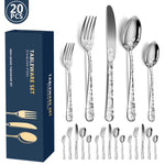 20-Piece Explosive Pattern Stainless Steel Cutlery Set – Stylish Dinnerware