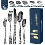 20-Piece Explosive Pattern Stainless Steel Cutlery Set – Stylish Dinnerware