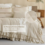 Vintage Rustic Ruffle Comforter Set - 3-Piece French Country Bedding, Ultra Soft & Easy Care