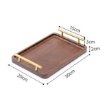 Natural Wooden Rectangular Serving Tray with Metal Handles - Elegant Fruit & Snack Plate, Versatile Storage Tray