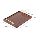 Natural Wooden Rectangular Serving Tray with Metal Handles - Elegant Fruit & Snack Plate, Versatile Storage Tray