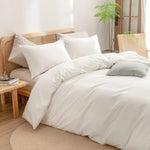 Bed Cover Set 100% Washed Cotton Linen Feel Super Soft Comfortable Chic Lightweight 3 Pcs Home Bedding Set, Bedspread