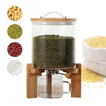 Glass Cereal and Rice Dispenser with Wooden Stand