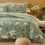 7-Piece Green Butterfly Floral Comforter Set – All Season Microfiber Bedding with Flowers & Leaves Pattern