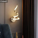 Modern LED Spiral Wall Lamp - Bedside Wall Fixture with Gold and Black Options