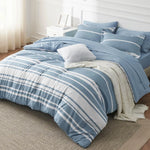 7-Piece Striped Comforter Set - All-Season Bedding with Pillow Shams, Sheets, and Bedspread