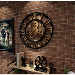 Retro Industrial Style Wall Clock - European Wood Art Decor