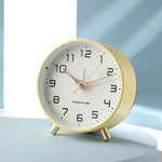 Nordic Luxury Silent Alarm Clock - Modern Metal Desk Clock