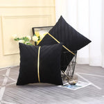 Velvet Gold Leather Sequin Stripe Cushion Cover – Modern Decorative Cushion for Sofa & Bedroom