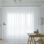 2Pcs White Sheer Curtains for Living Room, Voile Tulle Drapery for Bedroom and Wedding Decor