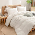 Bed Cover Set 100% Washed Cotton Linen Feel Super Soft Comfortable Chic Lightweight 3 Pcs Home Bedding Set, Bedspread