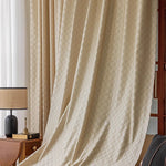 French Cream Style Luxury 3D Light Gold Embroidery Jacquard Curtains – 70% Blackout