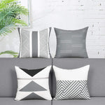 Nordic Gray White Geometric Pillowcase – Customizable Home Decor Cushion Cover for Living Room Sofa