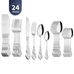 Stainless Steel Cutlery Set – Royal European Spoon Fork and Steak Knife with Retro Hollow Design