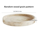 American-Style Round Wooden Tray - Decorative Desktop Storage