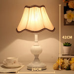 European Style Retro Glass Desk Lamp – Classic Wrought Iron Bedside Lamp with Fabric Shade