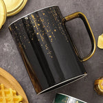 Light Luxury Ceramic Mug with Lid and Spoon - Elegant Coffee Cup 