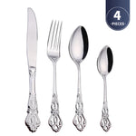 Stainless Steel Cutlery Set – Royal European Spoon Fork and Steak Knife with Retro Hollow Design