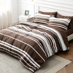 7-Piece Striped Comforter Set - All-Season Bedding with Pillow Shams, Sheets, and Bedspread