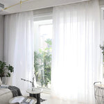 2Pcs White Sheer Curtains for Living Room, Voile Tulle Drapery for Bedroom and Wedding Decor