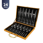 Stainless Steel Cutlery Set – Royal European Spoon Fork and Steak Knife with Retro Hollow Design