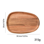 Oval Acacia Wood Food Serving Tray - Natural Snack & Dessert Platter