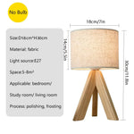 Modern Art Fabric Desk Lamp – Wooden Bedside Light for Bedroom & Study