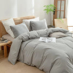 Bed Cover Set 100% Washed Cotton Linen Feel Super Soft Comfortable Chic Lightweight 3 Pcs Home Bedding Set, Bedspread