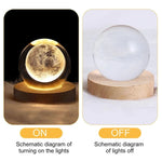 Unique 3D Crystal Ball Lamp with Galaxy and Planetary Projections – USB Night Light with Wooden Base