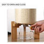 Glass Cereal and Rice Dispenser with Wooden Stand