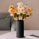 Striped Ceramic-Like Plastic Vase for Flowers – Creative Decorative Floral Arrangement Display