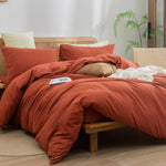 Bed Cover Set 100% Washed Cotton Linen Feel Super Soft Comfortable Chic Lightweight 3 Pcs Home Bedding Set, Bedspread