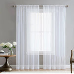 2Pcs White Sheer Curtains for Living Room, Voile Tulle Drapery for Bedroom and Wedding Decor