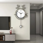 Swingable Deer Wall Clock - Nordic Wood, Modern Quartz Art