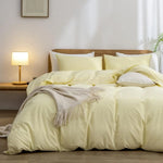 Bed Cover Set 100% Washed Cotton Linen Feel Super Soft Comfortable Chic Lightweight 3 Pcs Home Bedding Set, Bedspread