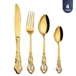 Stainless Steel Cutlery Set – Royal European Spoon Fork and Steak Knife with Retro Hollow Design