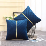 Velvet Gold Leather Sequin Stripe Cushion Cover – Modern Decorative Cushion for Sofa & Bedroom