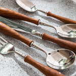 Rose Wood Handle Stainless Steel Cutlery Set – Elegant Flatware for Fine Dining