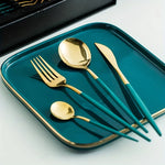 24Pcs Golden Stainless Steel Cutlery Set 