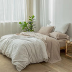 Washed Cotton 4-Piece Sheet Set - Linen-Like Texture, Soft and Breathable