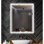 Large Rectangular Bathroom Mirror with Wall Light - LED Lighting, Anti-Fog, Dimmable Mirror