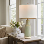  Set of 2 Modern Green Ceramic Table Lamps - 23.75